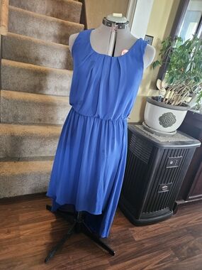 Studio Y Royal Blue High-Low Sleeveless Pleated Dress